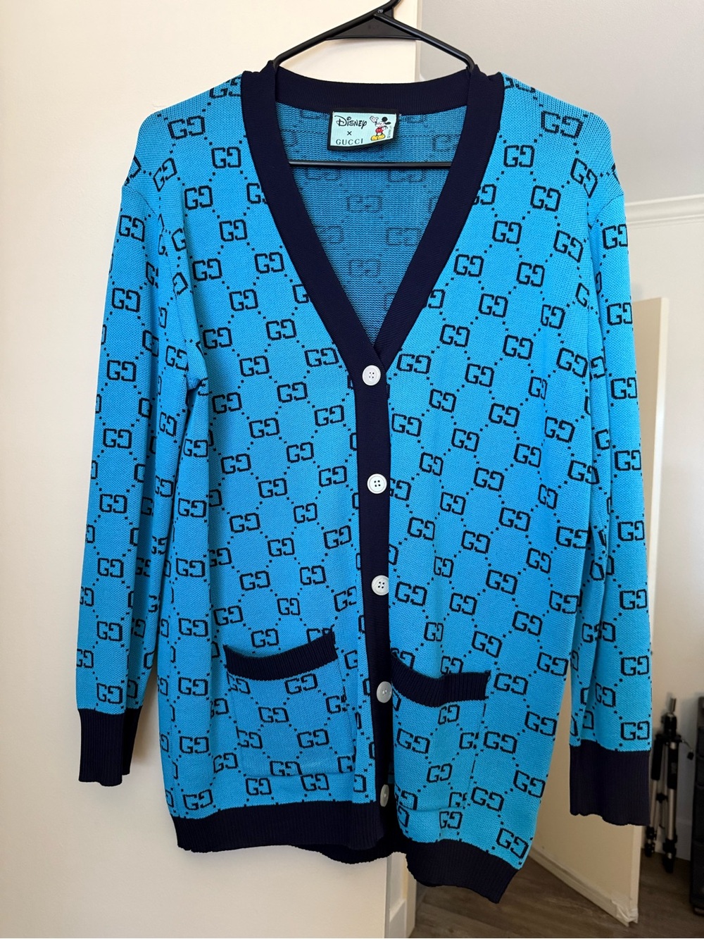 Gucci x Disney Blue Monogram Cardigan with Navy Trim - Picture 3 of 3
